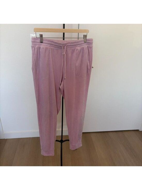 Juicy Couture Pants - Juicy Couture Pink Velour Rhinestone Beaded Jogger Pants Women's Size XL